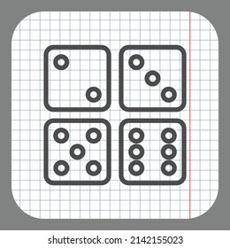 Dices simple icon, vector. Flat desing. On graph paper. Grey background.ai