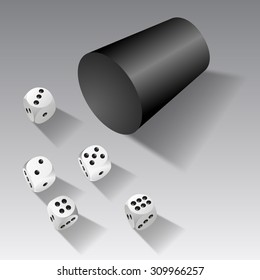 Dices with smooth shadow isolated on background. Vector illustration