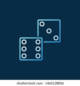 Dices vector colored icon or symbol in thin line style on dark background