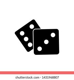 Dices vector icon, casino symbol. Simple, flat design for web or mobile app