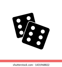 Dices vector icon, casino symbol. Simple, flat design for web or mobile app