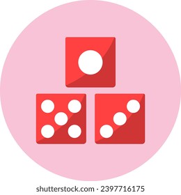 Dices Vector Icon Flat Circle Style