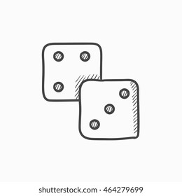 Icono de esbozo vectorial Dices aislado en el fondo. Icono de Dices dibujado a mano. Icono de esbozo de Dices para infografía, sitio web o aplicación.