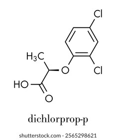 Dichlorprop (dichlorprop-p) herbicide molecule. Skeletal formula.