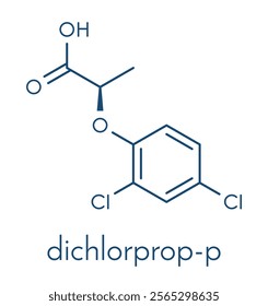 Dichlorprop (dichlorprop-p) herbicide molecule. Skeletal formula.