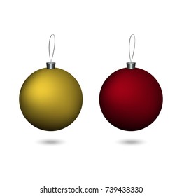  Di-chromatic set of Christmas balls: red, blue and white. Vector illustration