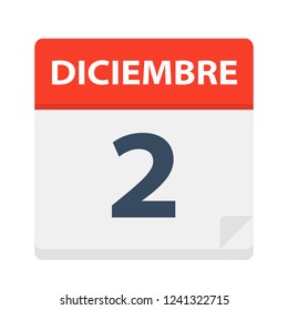 Diciembre 2 - Calendar Icon - December 2 - Vector Illustration
