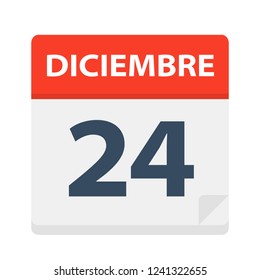 Diciembre 24 - Calendar Icon - December 24 - Vector Illustration