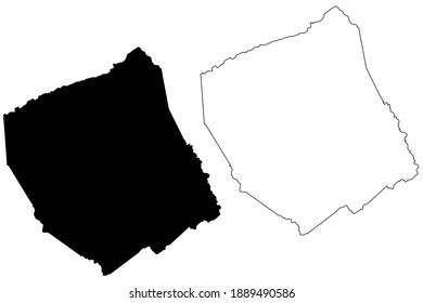 Condado de Dickenson, Commonwealth of Virginia (condado de los EE.UU., Estados Unidos de América, EE.UU., EE.UU.) mapa de ilustración vectorial, dibujo de garabatos mapa de Dickenson