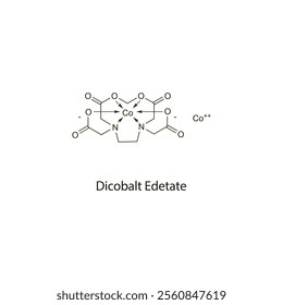 Dicobalt Edetate flat skeletal molecular structure chelator drug used in cyanide poisoning treatment. Vector illustration scientific diagram.