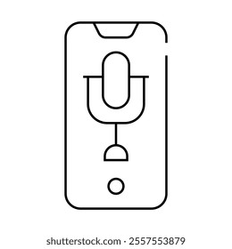 dictaphone phone line icon vector. dictaphone phone sign. isolated contour symbol black illustration