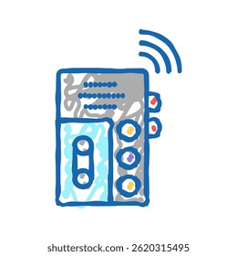 dictaphone, gravador de voz gadget ícone doodle esboço vetor. dictaphone, gravador de voz gadget sign. ilustração símbolo isolado