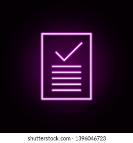 dictation test neon icon. Elements of education set. Simple icon for websites, web design, mobile app, info graphics