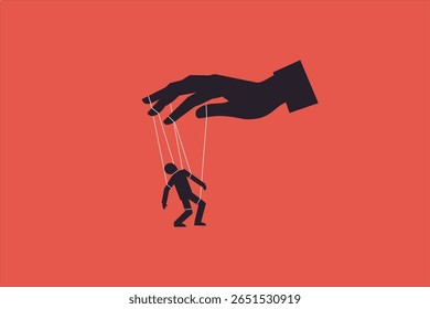 Controle ditador ou conceito manipulador, manipulações de abuso de marionetes chefe, pessoa manipuladora. Ilustração vetorial.