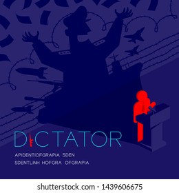 Dictator shadow man pictogram speech with podium isometric, Dictatorship behind control concept design illustration isolated on blue background with copy space, vector eps 10