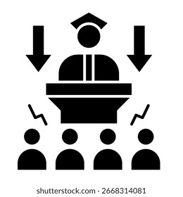 Icono sólido de la regla autoritaria de la dictadura