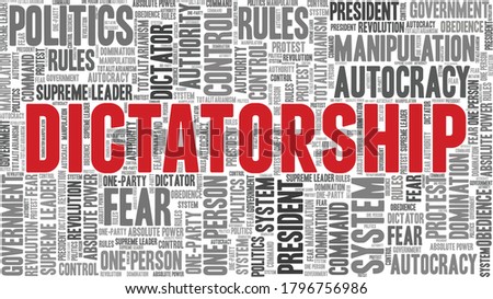 Dictatorship word cloud isolated on a white background.
