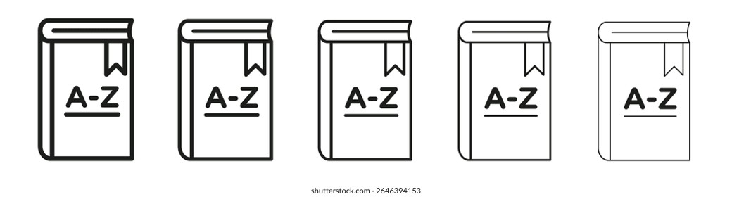 Diccionarios icono Vector esquema conjunto ilustración signo