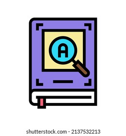 vector de icono de color de libro de diccionario. signo de libro de diccionario. ilustración de símbolo aislado