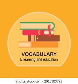 Dictionary book cover vector ilustration. Translate vocabulary symbol. Education. Reading, education, e-book, literature, encyclopedia.