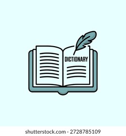Livro de dicionários com ícone de pena