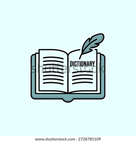 Dictionary book with feather quill icon