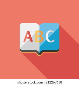 Dictionary book flat icon with long shadow,eps10