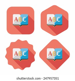 Dictionary book flat icon with long shadow,eps10