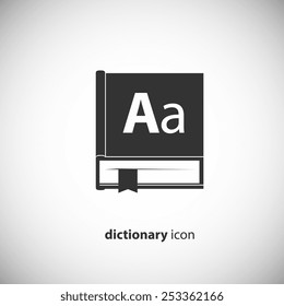 dictionary book icon, black and white isolated vector illustration on a white background