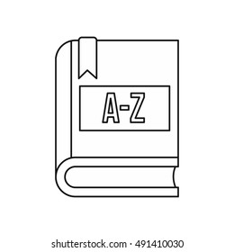 Dictionary book icon in outline style on a white background vector illustration