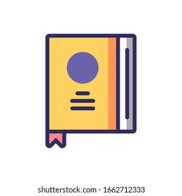 dictionary book icon over white background, colorful line and fill style, vector illustration