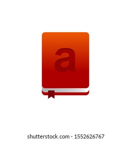 Dictionary book icon with red color