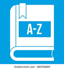 Dictionary book icon white isolated on blue background vector illustration