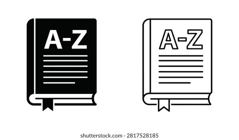 Dictionary Book With Letters Black Silhouette Style