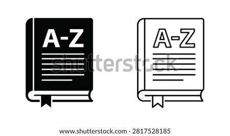 Dictionary Book With Letters Black Silhouette Style