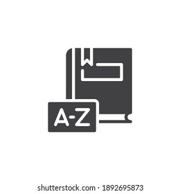 Dictionary book vector icon. filled flat sign for mobile concept and web design. dictionary book glyph icon. Symbol, logo illustration. Vector graphics