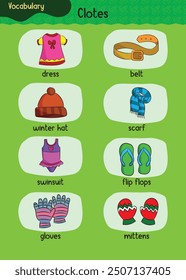Diccionario para niños, nombres de objetos en inglés
