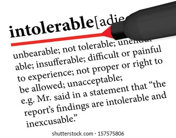 dictionary definition of the word intolerable