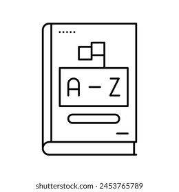 diccionario inglés línea icono Vector. diccionario inglés signo. contorno aislado símbolo negro ilustración