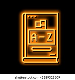 dictionary english neon light sign vector. dictionary english illustration