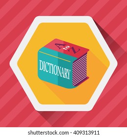 Dictionary flat icon with long shadow,eps10