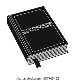 Dictionary icon in black style isolated on white background. Interpreter and translator symbol stock vector illustration.