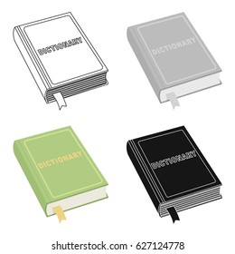 Dictionary icon in cartoon style isolated on white background. Interpreter and translator symbol stock vector illustration.