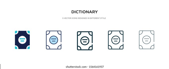 dictionary icon in different style vector illustration. two colored and black dictionary vector icons designed in filled, outline, line and stroke style can be used for web, mobile, ui