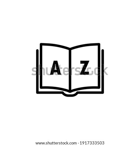 Dictionary icon. Glossary. Badge with book. Dictionary logo. Library icon. Vector EPS 10