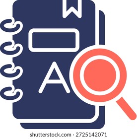 Ilustración vectorial de color de glifo de icono de diccionario