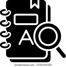 Ilustración vectorial de glifo de icono de diccionario