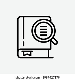 dictionary icon, isolated learning outline icon in light grey background, perfect for website, blog,  logo, graphic design, social media, UI, mobile app, EPS 10 vector illustration
