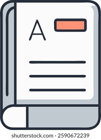 Dictionary icon, isolated learning outline icon. perfect for website, blog,  logo, graphic design, social media, UI, mobile app. vector illustration on a white 