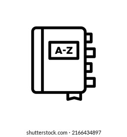 Icono del diccionario. Diseño De Estilo De Arte De Línea Aislado En Fondo Blanco